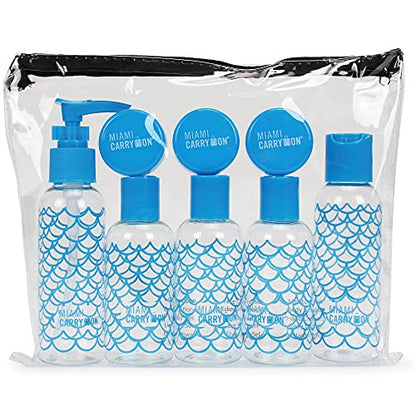 9 Piece TSA Approved Travel Bottle Set - BPA Free (Waves) - color: Waves