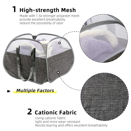 Collapsible Laundry Basket, 90L Tear Proof Mesh Pop-up Hamper 2PCS - color: Gray, size: Square-Tear Proof，2 Pack