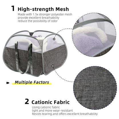 Collapsible Laundry Basket, 90L Tear Proof Mesh Pop-up Hamper - color: Gray, size: Square-Tear Proof，1 Pack