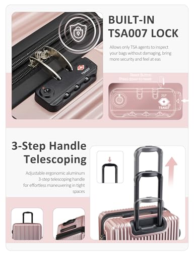Tolino Luggage Sets 2 Piece (20/24 In),Expandable Suitcases with Wheels | Lightweight Gradient PC+ABS Hardshell | Smooth 360° Spinner Wheels | Expands 20% | TSA Lock - color: Galaxy Rose, size: 2 Sets(20In/24In)