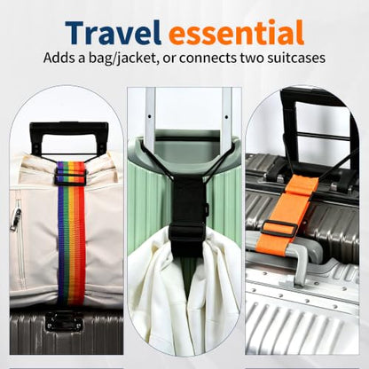 2pcs Luggage Straps for Suitcases, Adjustable Luggage Connector Straps - color: rainbow