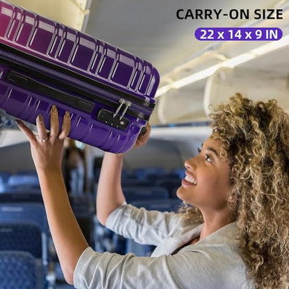 LARVENDER Carry on Luggage Sets 3 Piece, 20in Suitcase Set, Midnight Berry - color: Midnight Berry 20in, size: 3 Piece Set (20/DB/TB)