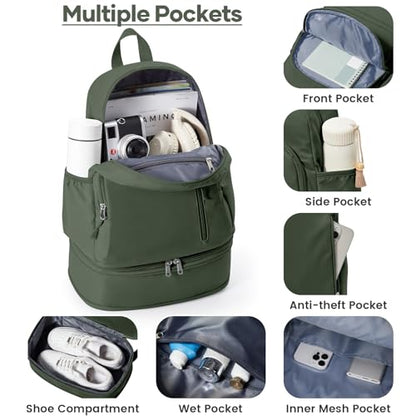 Gym Backpack for Women, Dance Volleyball Backpacks With Shoe Compartment - color: Green