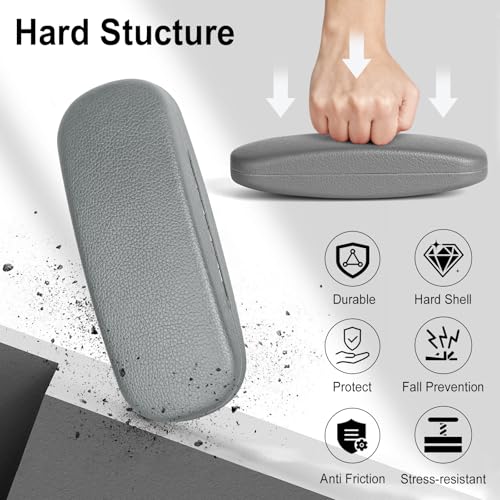 RayLove Unisex Hard Shell Eyeglasses Cases, Protective Case For Glasses - color: 2, Grey Grey-litchi Texture