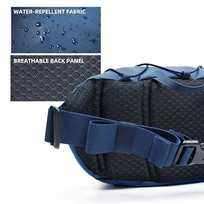 Travel Fanny Pack 3L, Crossbody Adjustable Strap, Padded Back, Water Repellent - color: Blue Abyss