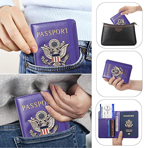 Premium Passport Holder for Travel RFID Blocking Passport Cover Slim - color: Purple