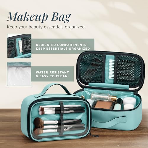 TRIPPED Travel Gear 3-Piece Travel Toiletry Bag Set - color: Dusty Teal Makeup