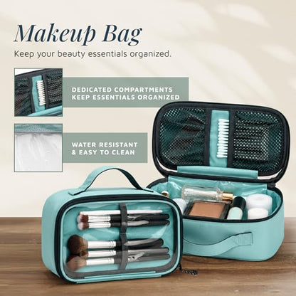 TRIPPED Travel Gear 3-Piece Travel Toiletry Bag Set - color: Dusty Teal Makeup