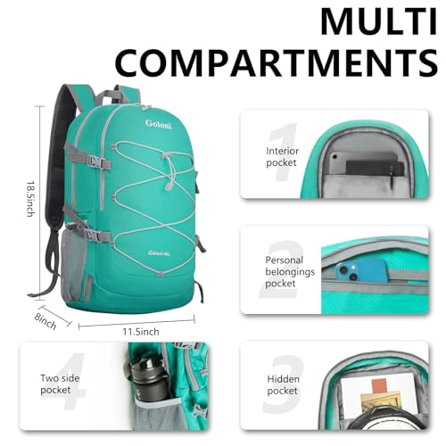 Goloni Ultra Lightweight Packable Backpack 40L - Foldable Hiking Backpack Water Resistant Small Foldable Daypack for Travel,Sky Blue - color: Light Sky Blue