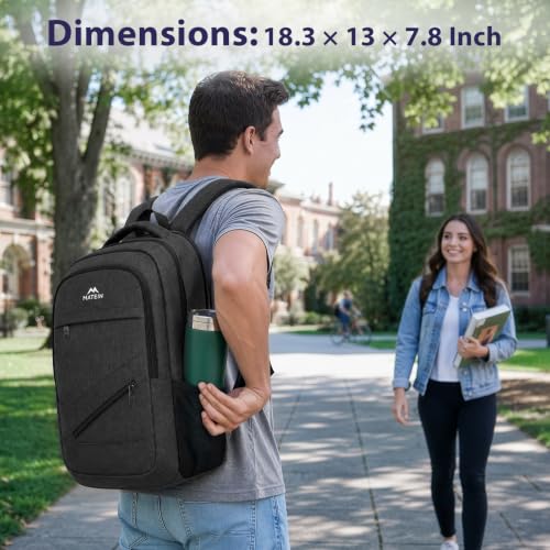 MATEIN Large Work Laptop Backpack, Computer College Commuter Bag 17 Inch - color: Black, size: 17 Inch