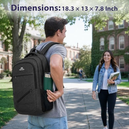 MATEIN Large Work Laptop Backpack, Computer College Commuter Bag 17 Inch - color: Black, size: 17 Inch