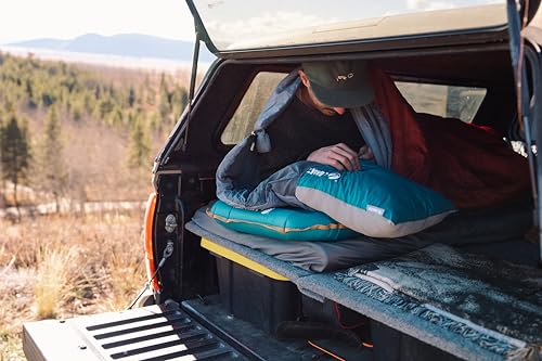 Klymit Drift Base Camp Pillow | Lightweight and Versatile Travel Pillow with a Memory Foam and Gel Fiber Core | Blue