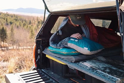 Klymit Drift Base Camp Pillow | Lightweight and Versatile Travel Pillow with a Memory Foam and Gel Fiber Core | Blue