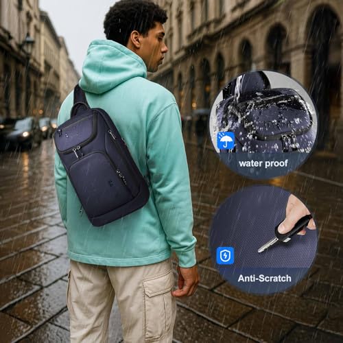 hk Sling Bag for Man, Waterproof Utility Crossbody Bag - color: Blue