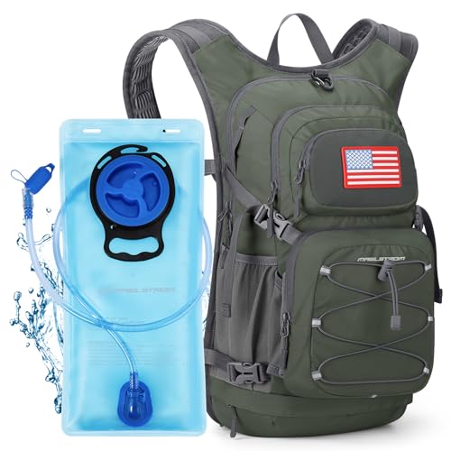 Maelstrom Lightweight Hydration Hiking Backpack with 2L/3L Water Bladder - color: 3.Olive Green, size: 3L Bladder