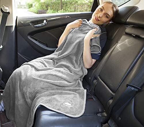 BlueHills Premium Soft Travel Blanket Pillow Combo Airplane - Light Gray - color: Lgray-1pk-t024
