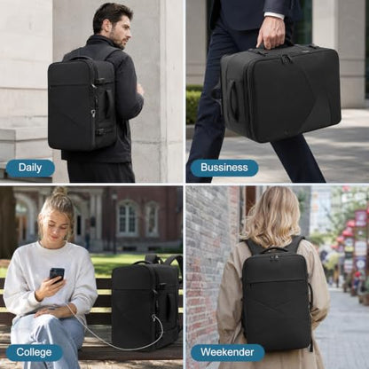 Roomy Travel Backpack,Expandable Carry On Backpack,Black - size: 18.4INCH(18 x 12.5 x 8)