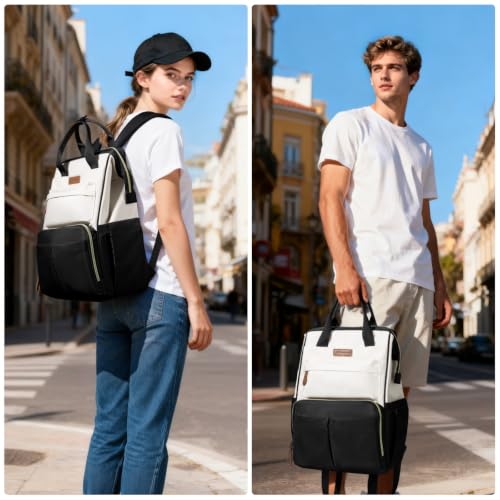 Maelstrom Laptop Backpack for Women Men, 15.6-17.3" Waterproof Travel Bag - color: Black-beige, size: 17.3 Inch