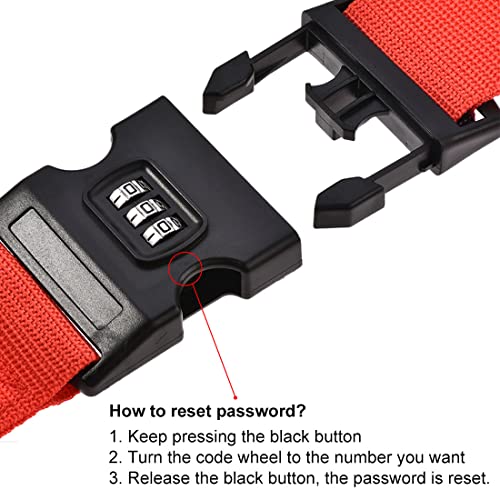 uxcell Luggage Straps Suitcase Belts with Buckle, Combination Lock, Adjustable Travel Packing Accessories - color: Red