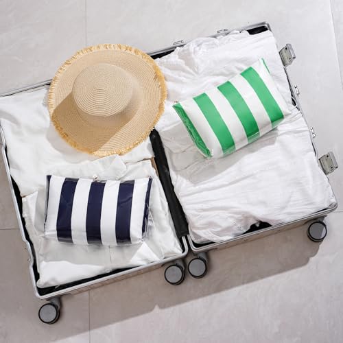 Large PVC Waterproof Striped Makeup Bag(03Green) - color: 03Green