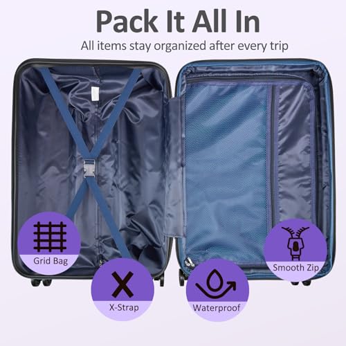 Luggage 2 Piece (20in/24in) Expandable Luggage with Spinner Wheels - color: Midnight Berry, size: 2 Set (20/24In)