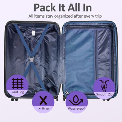 Luggage 2 Piece (20in/24in) Expandable Luggage with Spinner Wheels - color: Midnight Berry, size: 2 Set (20/24In)