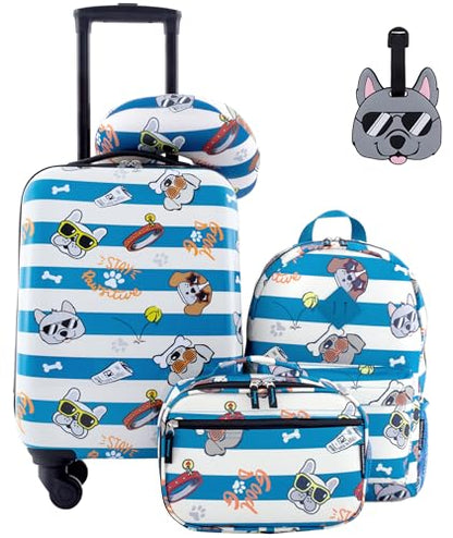 Travelers Club 5 Piece Kids' Luggage Set, Cool Dog - color: Cool Dog