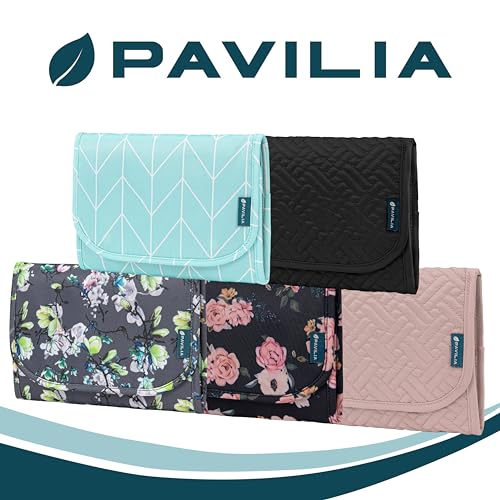 PAVILIA 여행용 주얼리 케이스 오거나이저 롤 백, 액세서리용, 퀼트 핑크 - color: 퀼트 핑크