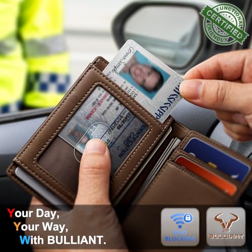 BULLIANT Slim Leather Wallet For Men 12Cards Magnetic Closure RFID Blocking - color: Black8786