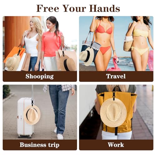 Niveaya Hat Clip for Travel on Bag, Strong Clip Secure Hold, 2 Pack - color: 2pcs Black+black