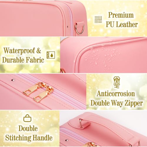 ViKert Travel Makeup Bag with Light Up Mirror,Makeup Travel Case with adjustable dividers,Waterproof Makeup Train Case,lighted Makeup Case with Detachable Mirror