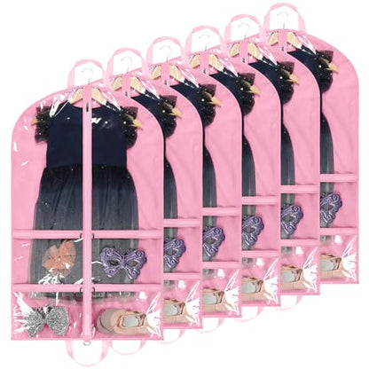 KEEGH 40 inch Clear Garment Bags for Dance Costumes, 6 Pack, Pink - color: Pink, size: 6 Pack