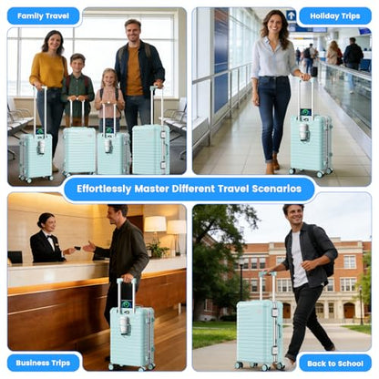 28 Inch Extra Large Checked Luggage, Zipperless Hard Shell Suitcase - color: Mint Green, size: 28 Inch