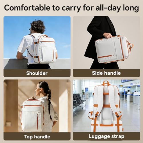 Travel Backpack for Men Women, Carry On Laptop Backpack - color: White-brown