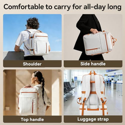Travel Backpack for Men Women, Carry On Laptop Backpack - color: White-brown