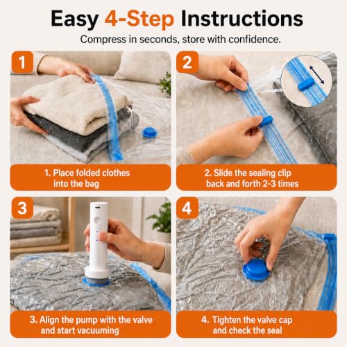 21 Pack Vacuum Bags for Travel with Rechargeable Pump, Save Luggage Space - color: Clear, size: 21 Combo