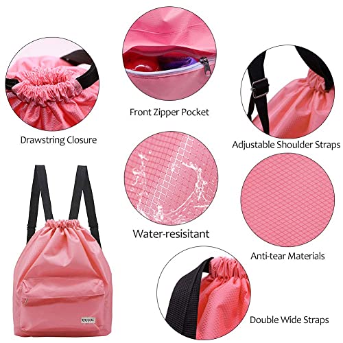 KIKIGOAL Dry Wet Separated Swimming Bag Portable Drawstring Backpack Waterproof Gym Sports Pool Beach Gear Bag - color: Green