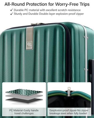 Hanke 16 Inch Small Carry On Luggage, Top Opening Aluminum Frame Suitcase - color: Dark Green, size: 16 Inch