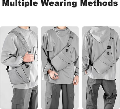Anti Theft Travel Bag Sling Cross-body Bag Large Capacity - color: Grey, style: Left Shoulder