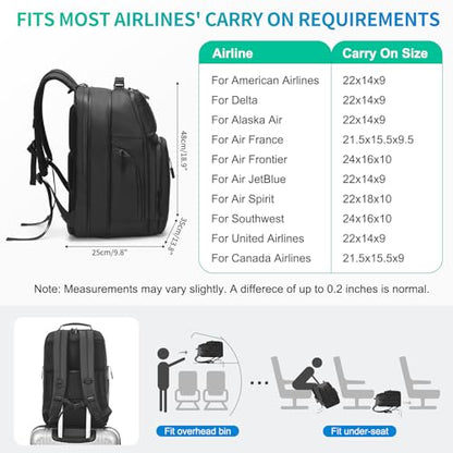 33L-42L Backpack for 17 Inch Laptop Waterproof Expandable Black - color: Black