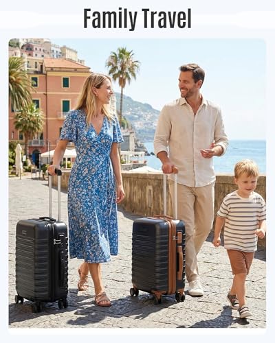 LIGHT FLIGHT Expandable 20" Carry On Luggage 22x14x9, TSA Lock, Black - color: Black