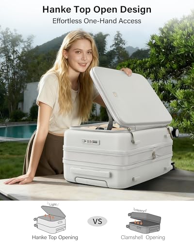 Hanke Expandable Medium Checked Luggage, 24 Inch Top Opening Suitcase - color: Smoke White, size: 24 Inch EXT