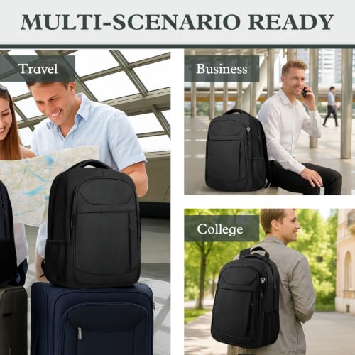 17" Travel Laptop Backpack, Airline Approved Computer Bag, Black - color: Black, size: 17.3 Inch(40L)