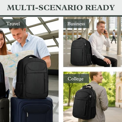 17" Travel Laptop Backpack, Airline Approved Computer Bag, Black - color: Black, size: 17.3 Inch(40L)
