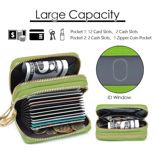 imeetu RFID Credit Card Holder, Small Card Wallet Women, Leather Card Case - color: Max - Fruit Green, size: Max