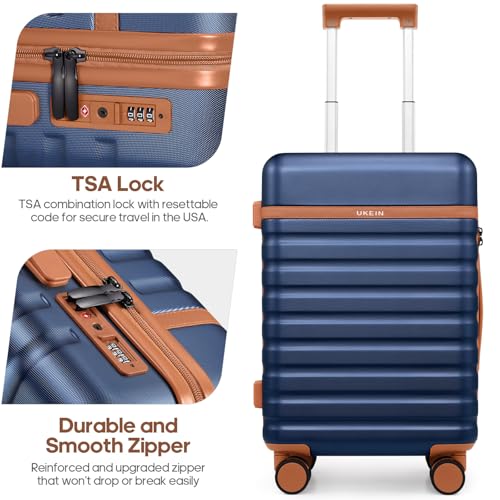 UKEIN Luggage Sets 5Piece, Carry On Luggage Large Checked Suitcase Set - color: Blue, size: 5 piece set