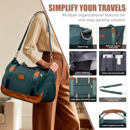 Cosbarn Luggage Sets 5 Pcs Suitcases with Wheels, 20"/24"/28",DarkGreen - color: DarkGreen, size: 5 Piece Sets (20/24/28/Db/Tb)