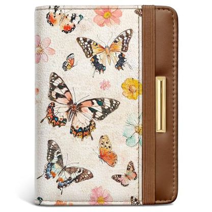 Coco Rossi Passport Holder for Travel Women Slim RFID Passport Cover Wallet - color: Flower Butterfly