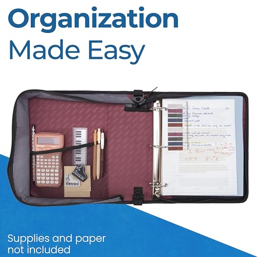 Case-it School Zipper Binder | 2-Inch O-Rings | 350-Sheet | D-251 Burgundy - color: Burgundy, size: 6 Pack