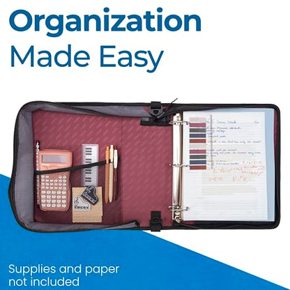 Case-it School Zipper Binder | 2-Inch O-Rings | 350-Sheet | D-251 Burgundy - color: Burgundy, size: 6 Pack